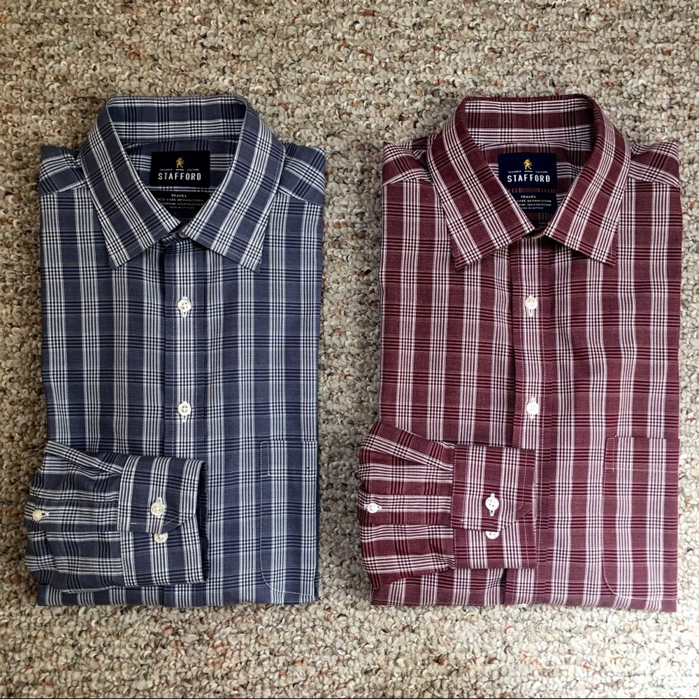 2 Stafford Easy-care Broadcloth Fitted 15.5/32-33